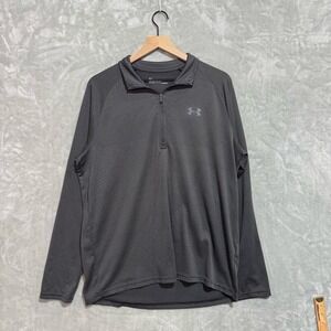 Under Armour Pullover Men's Large Gray Athletic Long Sleeve Quarter Zip HeatGear